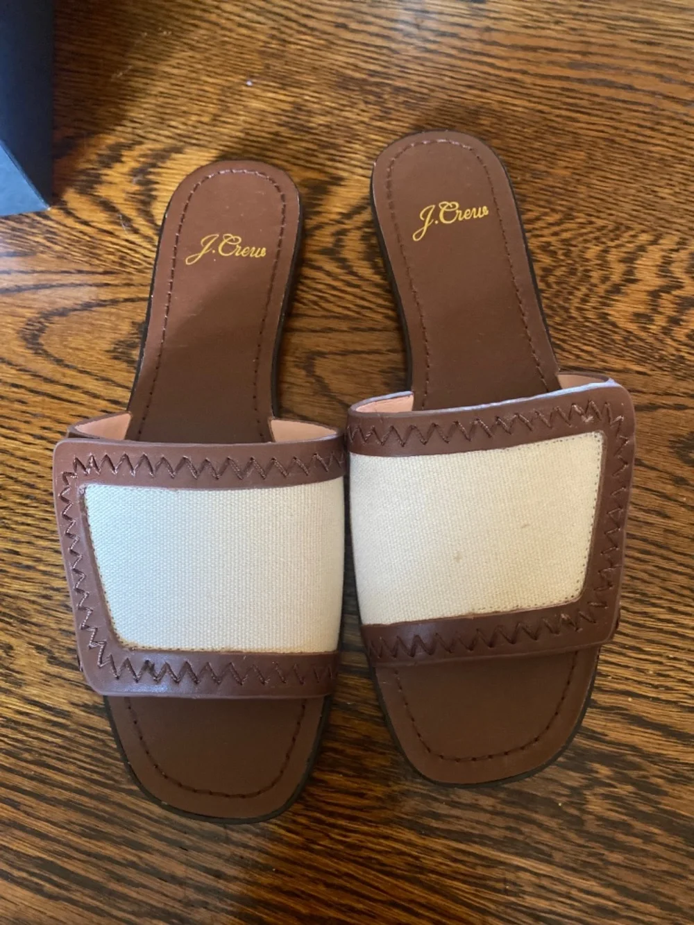 J Crew Canvas w/ leather Framed Slide shoes 6.5